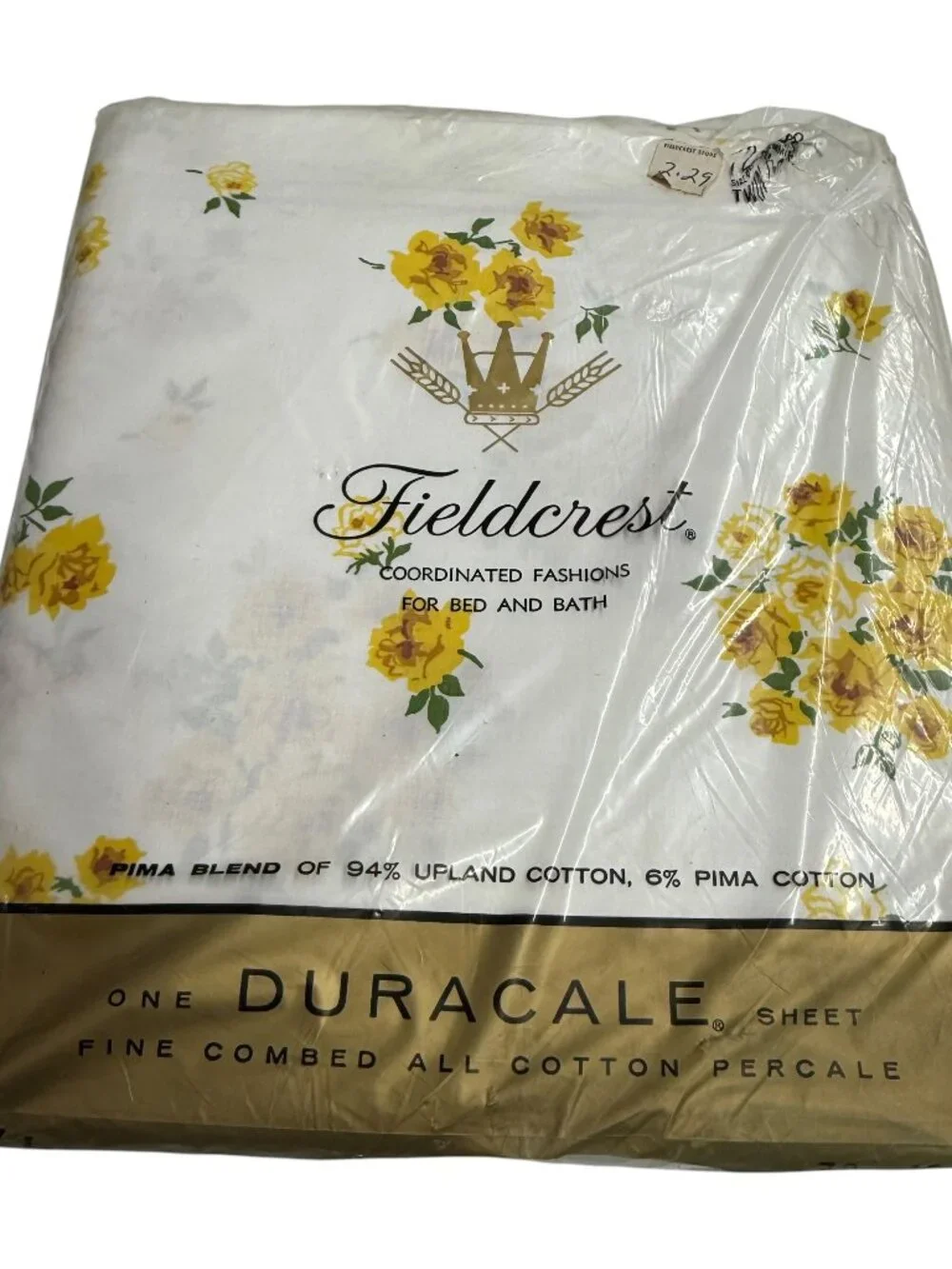 New Deadstock Fieldcrest‎ English Garden Twin Flat Sheet Pima Blend Duracale
